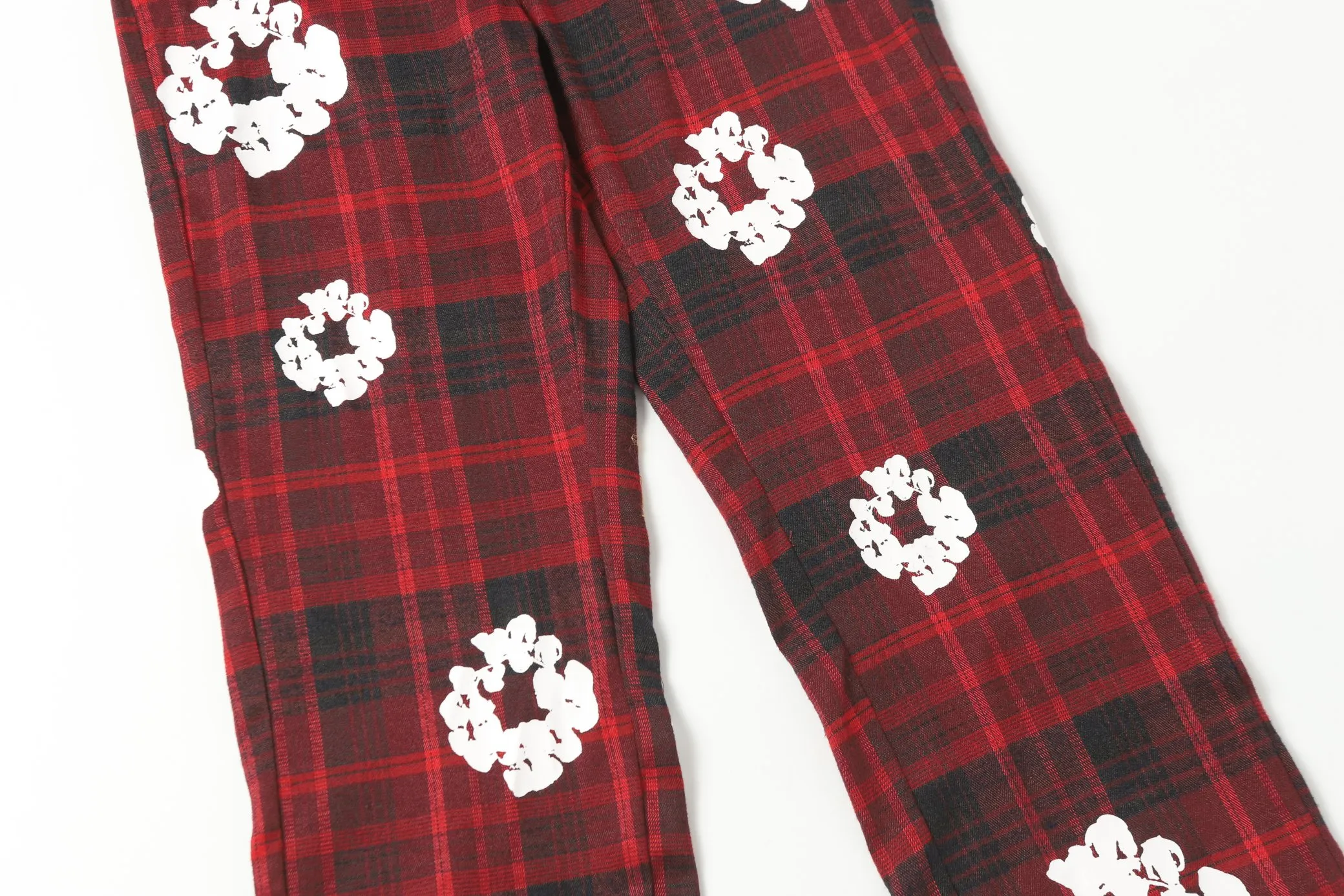 P156 8613 DENIM TEARS kapok European and American fashion brand high-quality plaid long-sleeved shirt set Color Red Gray Yellow Size S-XL